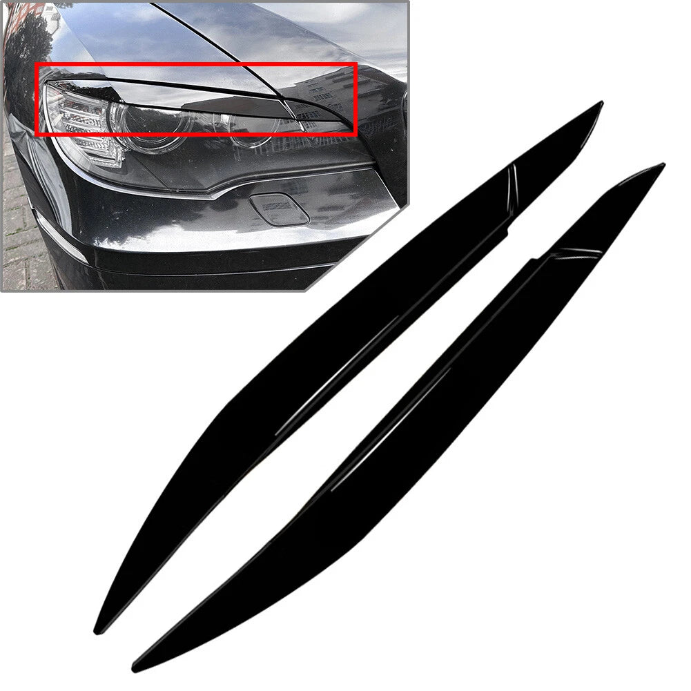 Headlight Eyebrows Trim for BMW X6 E71 E72 X6M X5M E70 (2008–2014) Black