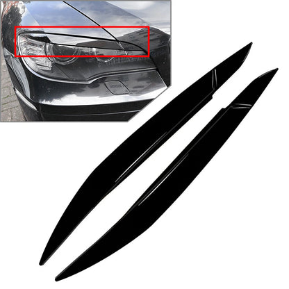 Headlight Eyebrows Trim for BMW X6 E71 E72 X6M X5M E70 (2008–2014) Black