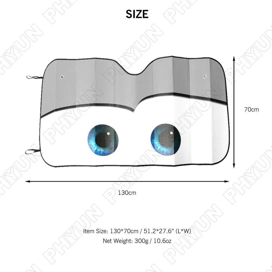 Gray Car Windscreen Sunshade Cover Sun Visor UV Shield Cartoon Big Eyes Pattern