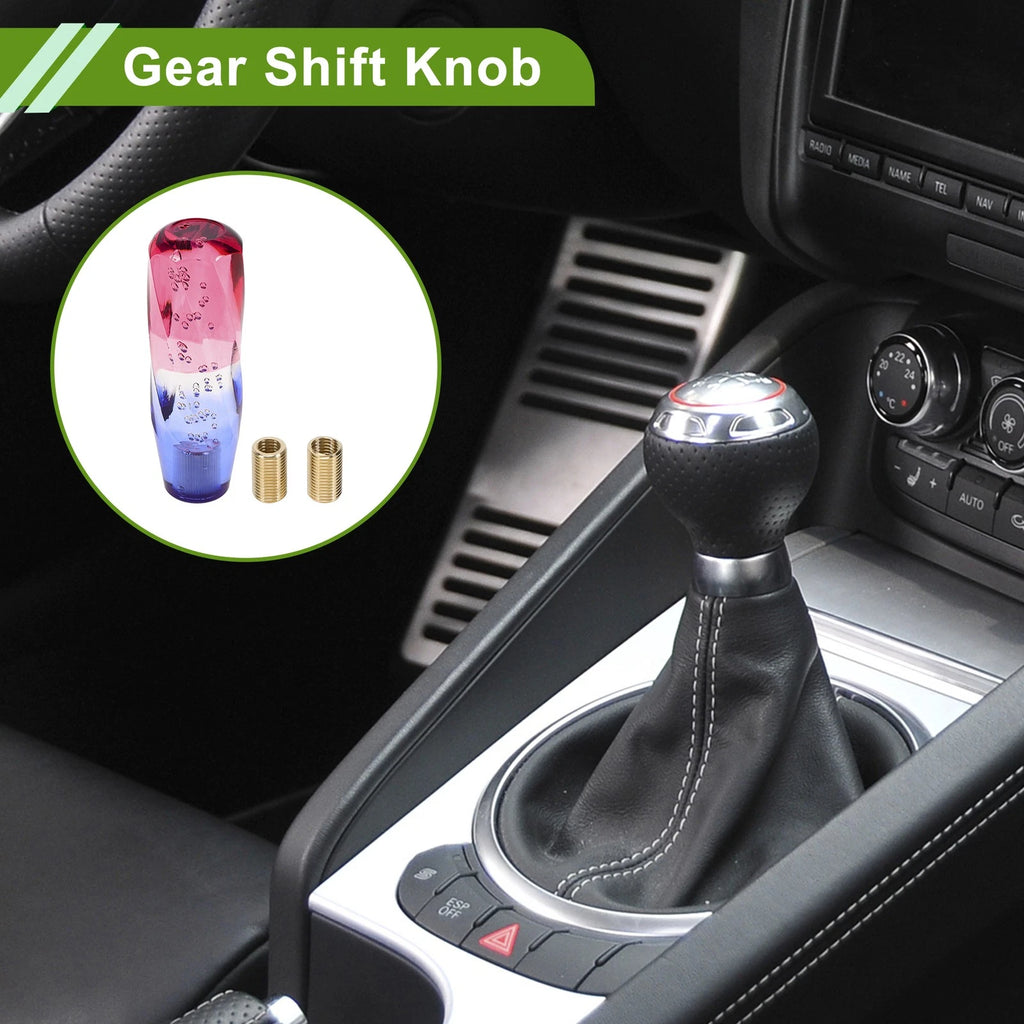 Crystal Shift Knob with 2 Adapters for Universal Fit (15cm, Red White)