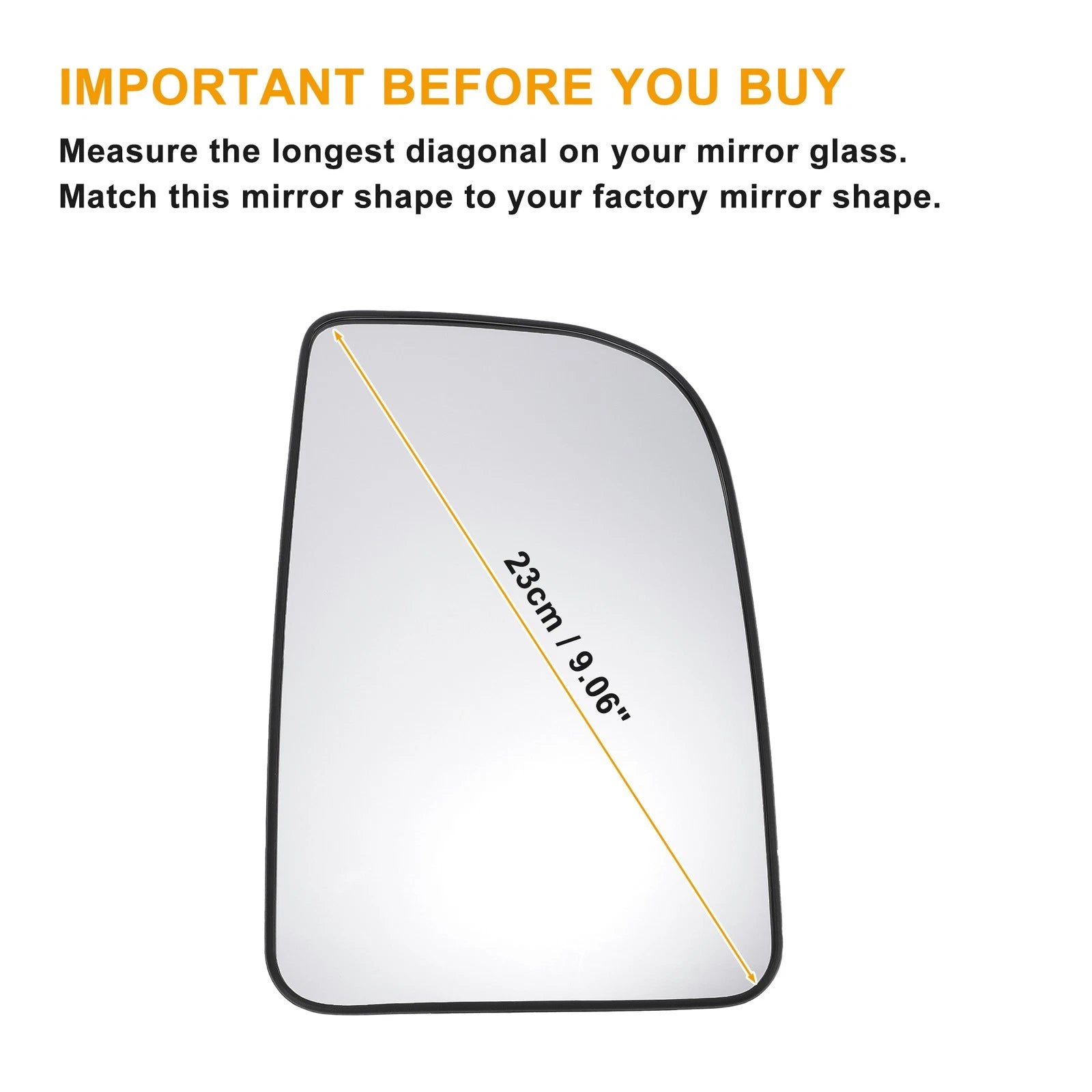 Right Upper White Mirror Glass w Heated Back for Mercedes Sprinter (2018–2023)