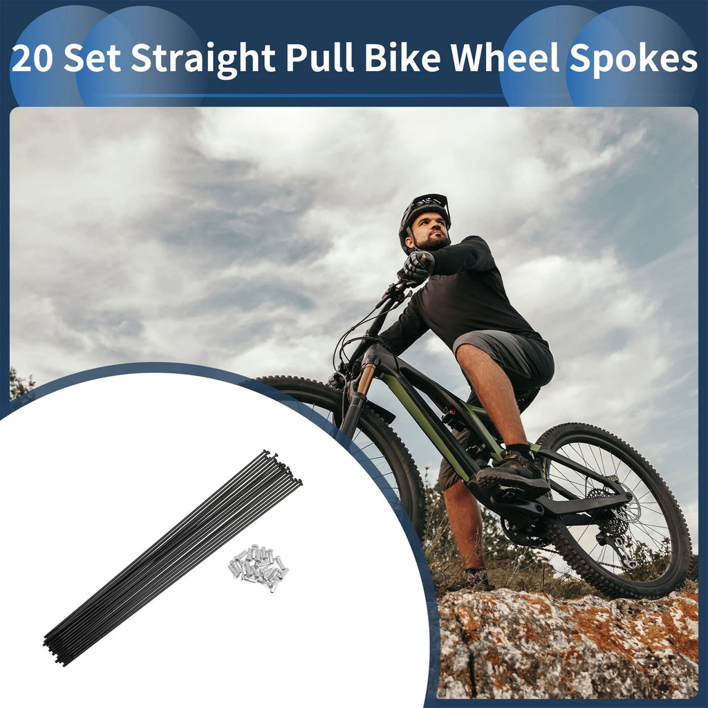 20 Set Straight Pull Bicycle Spokes 243mm Carbon Steel for Black
