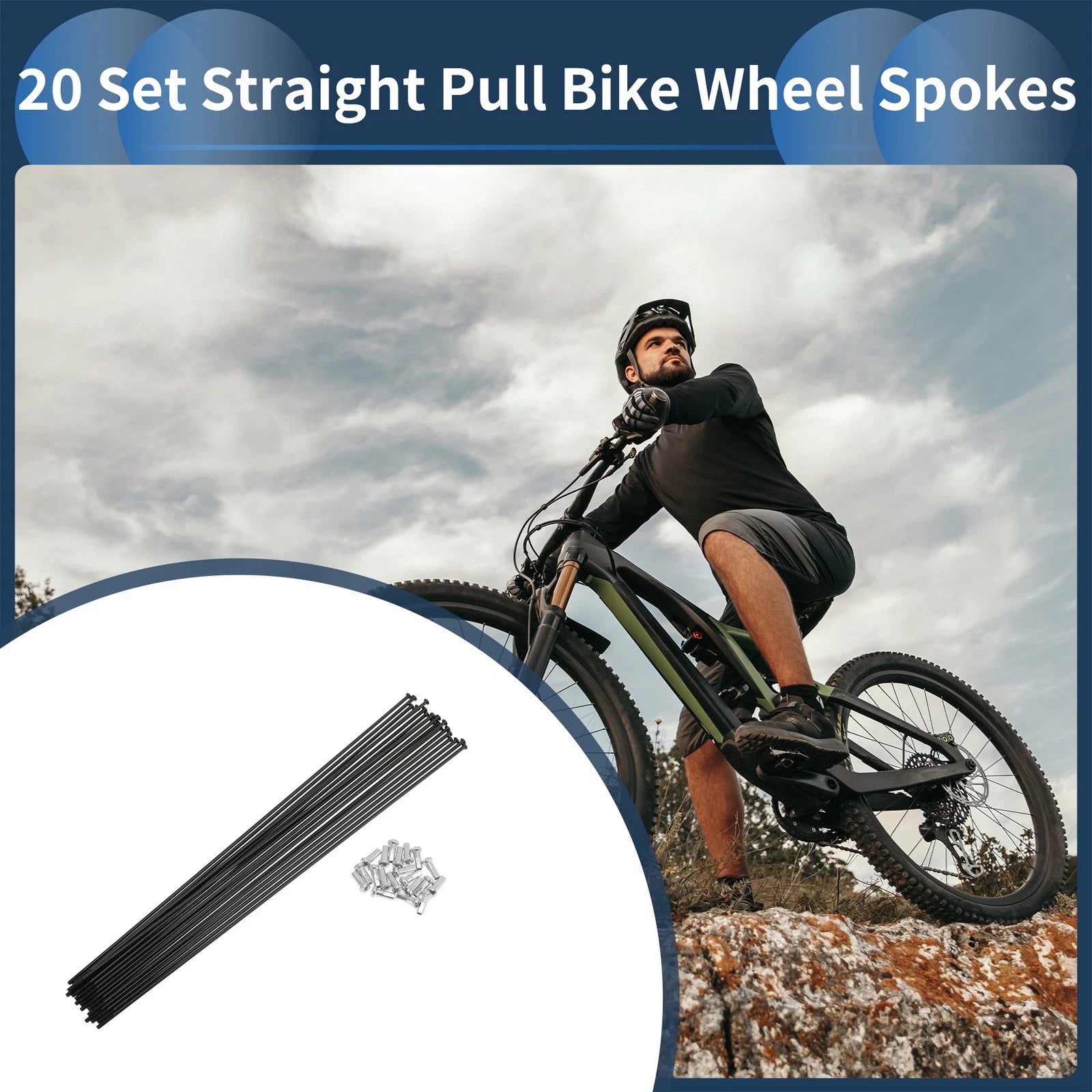 20 Set Straight Pull Bicycle Spokes 243mm Carbon Steel for Black