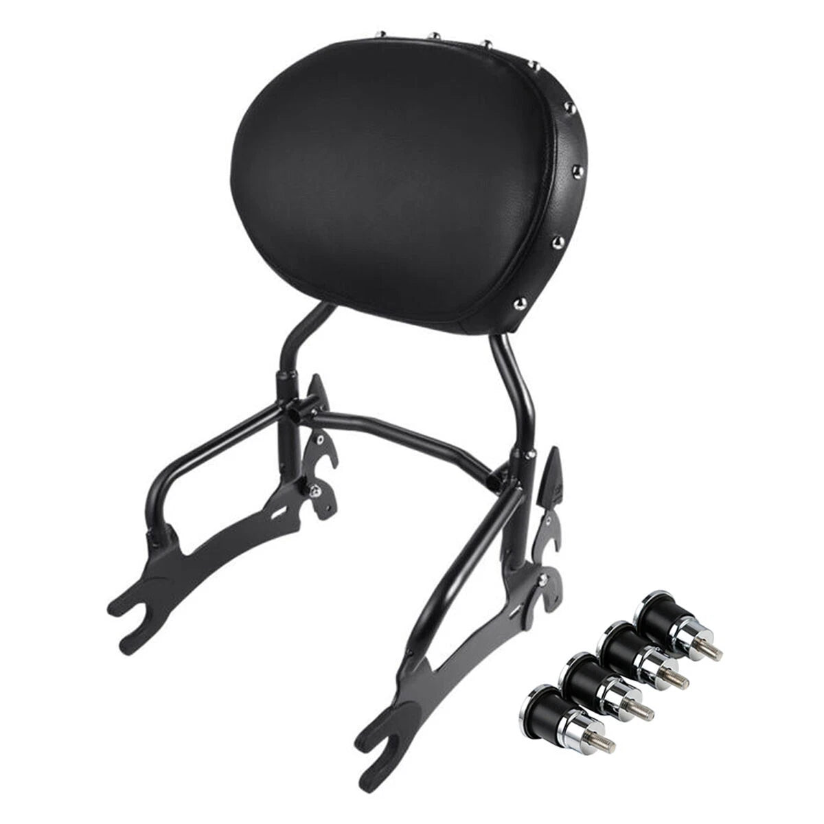 Black 12" Backrest Sissy Bar & Mount Spools for Indian Classic (2014–2018)