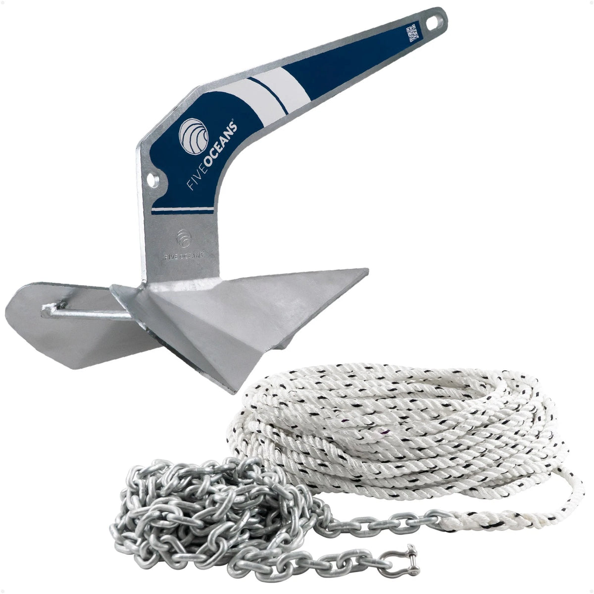 Windlass Anchor Kit 9 lb with 1/2"x100' Rope & 1/4"x15' Chain for Boats