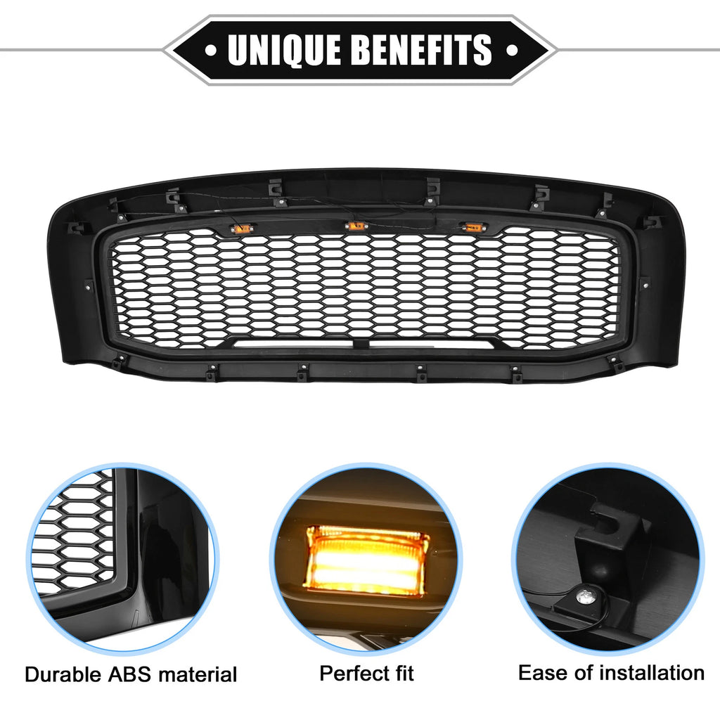 Front Grille Assembly with LED Lights for Dodge Ram 3500