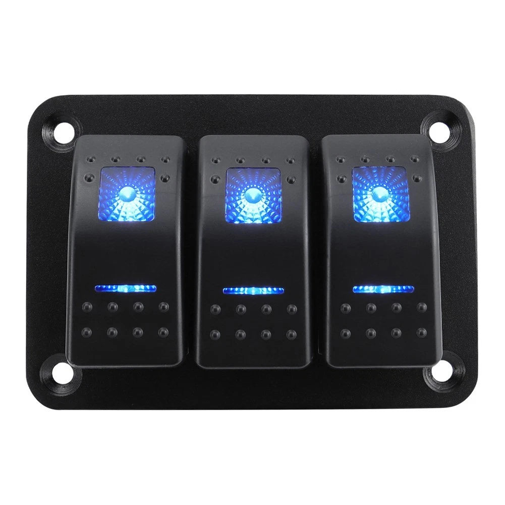 Rocker Switch Panel for RVs and Boats with Blue LED Indicators