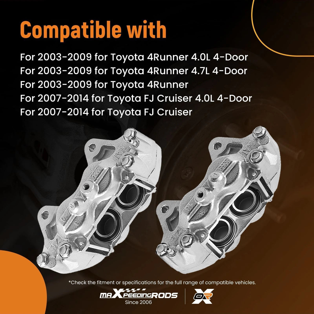 Front L&R Brake Calipers Pair for Toyota 4Runner, FJ Cruiser (2003–2014) 19-2985