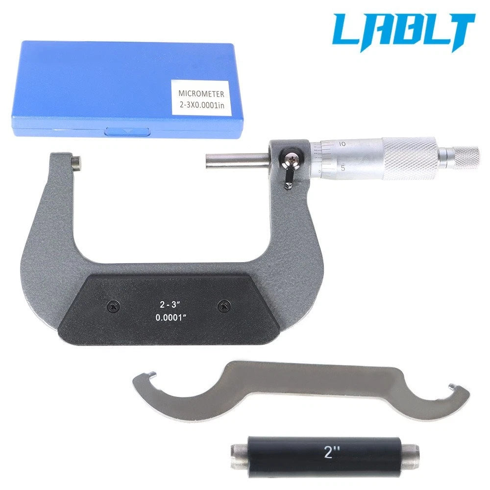 Precision Outside Micrometer 2-3" 0.0001 Inch Resolution Carbide Tipped