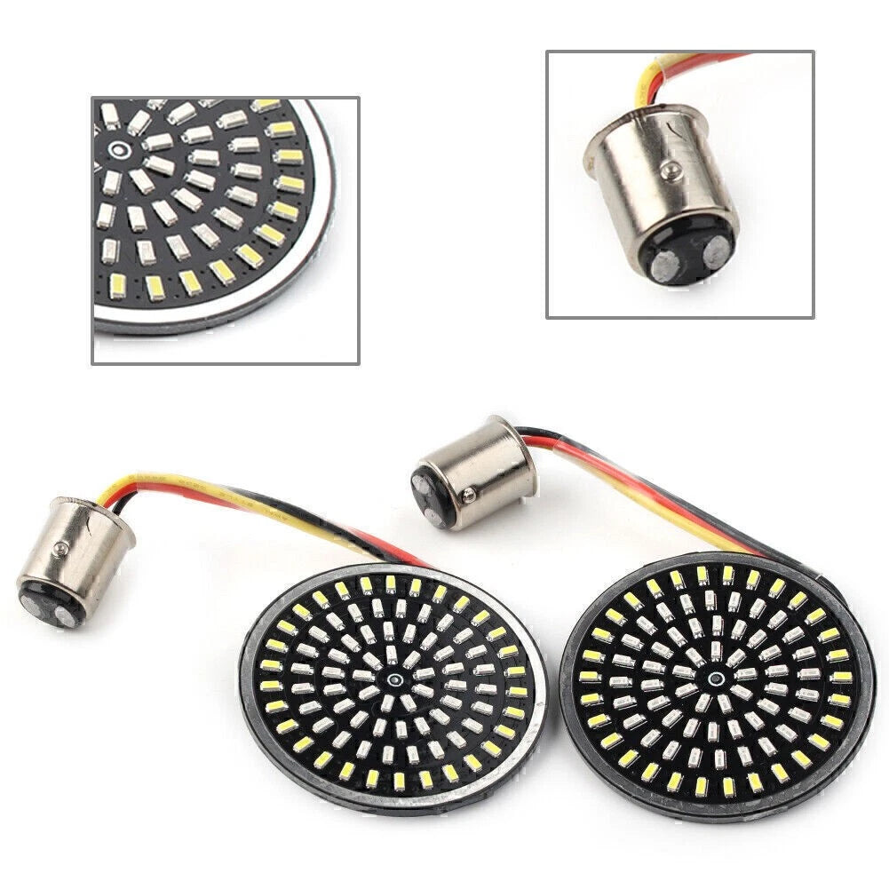 Yellow 1157 Turn Signal Light Inserts Blinker For Harley Touring Road King Dyna