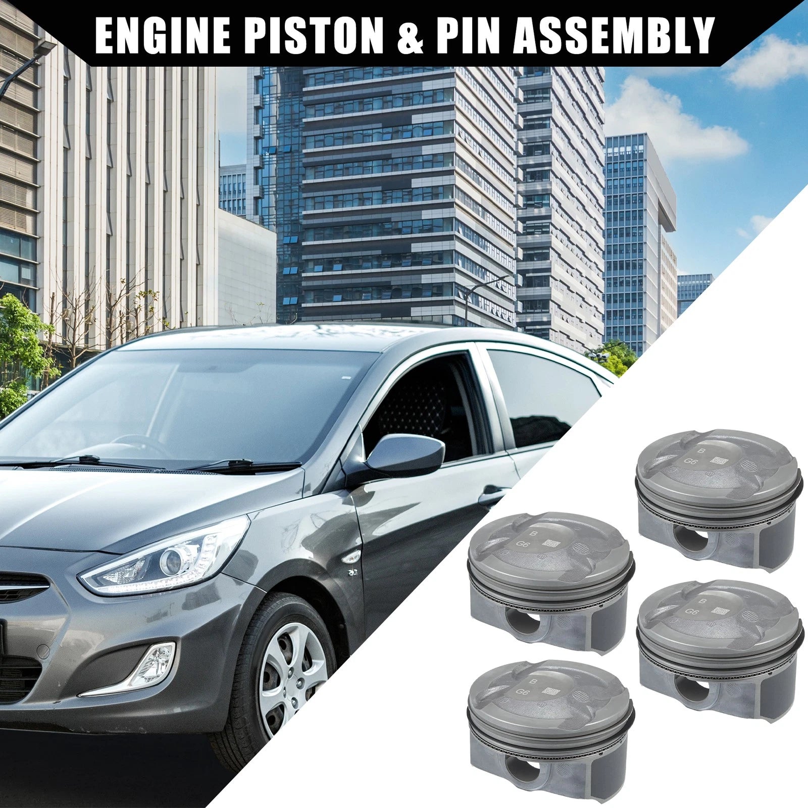 Engine Piston and Pin Assembly Replacement for Hyundai Accent Sport (2013–2016)