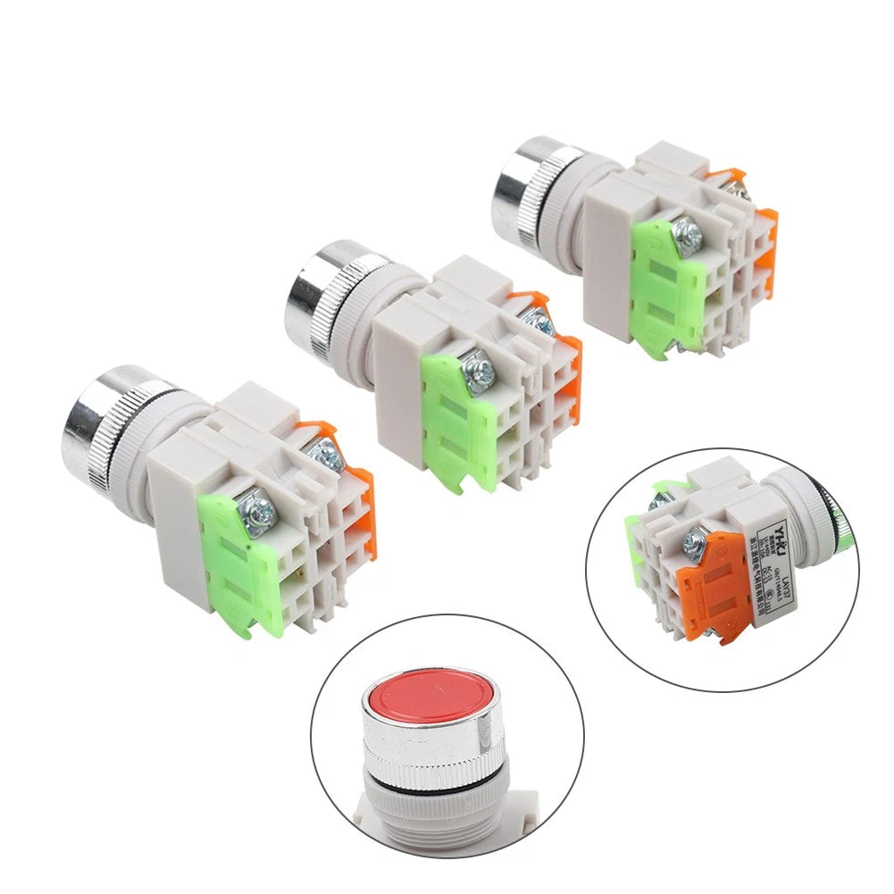 3PCS Momentary Push Button Switch Red 10A 4 Pins for AC 660V