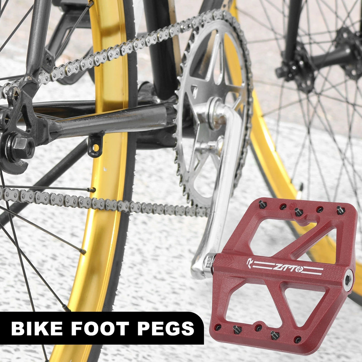 Bike Rear Foot Peg Pedals Pair for 9/16 Inch Axle BMX MTB (9/16")