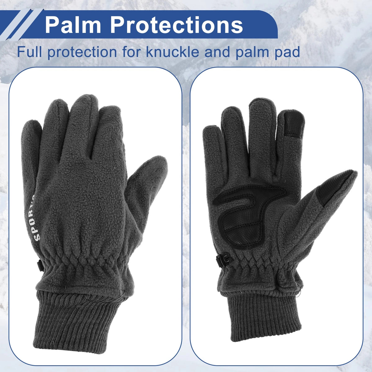 Men's Full Finger Cycling Gloves Double Polar Fleece for Mountain Biking