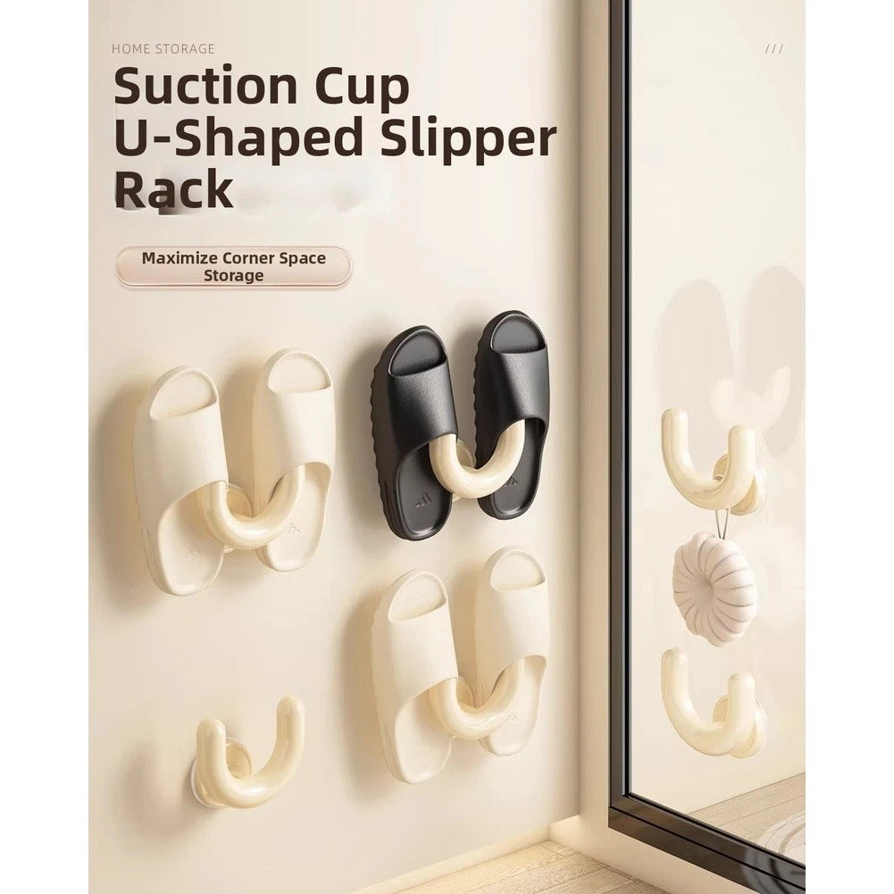 U Shaped Wall Mounted Slipper Rack with Slide Lock Mechanism