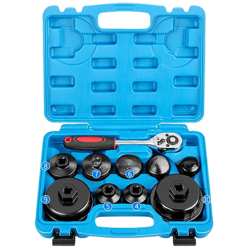 10pc Aluminum Cap Style Oil Filter Wrench Kit for Toyota Models