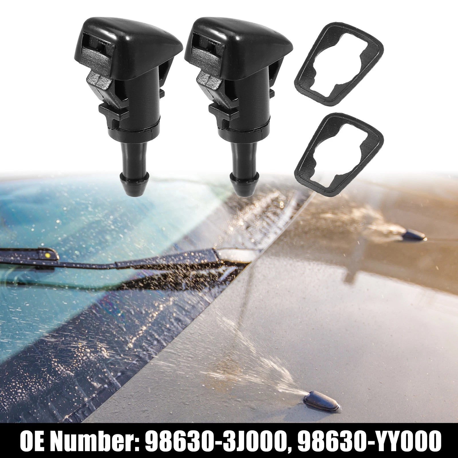 2pcs Front Windshield Wiper Washer Nozzle Spray Jet for Hyundai Santa Fe (2009–2018)