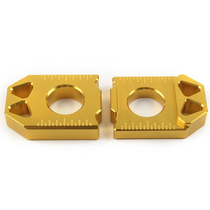 2X CNC Rear Chain Adjuster Axle Block for Suzuki DRZ400SM (2004–2015) Gold