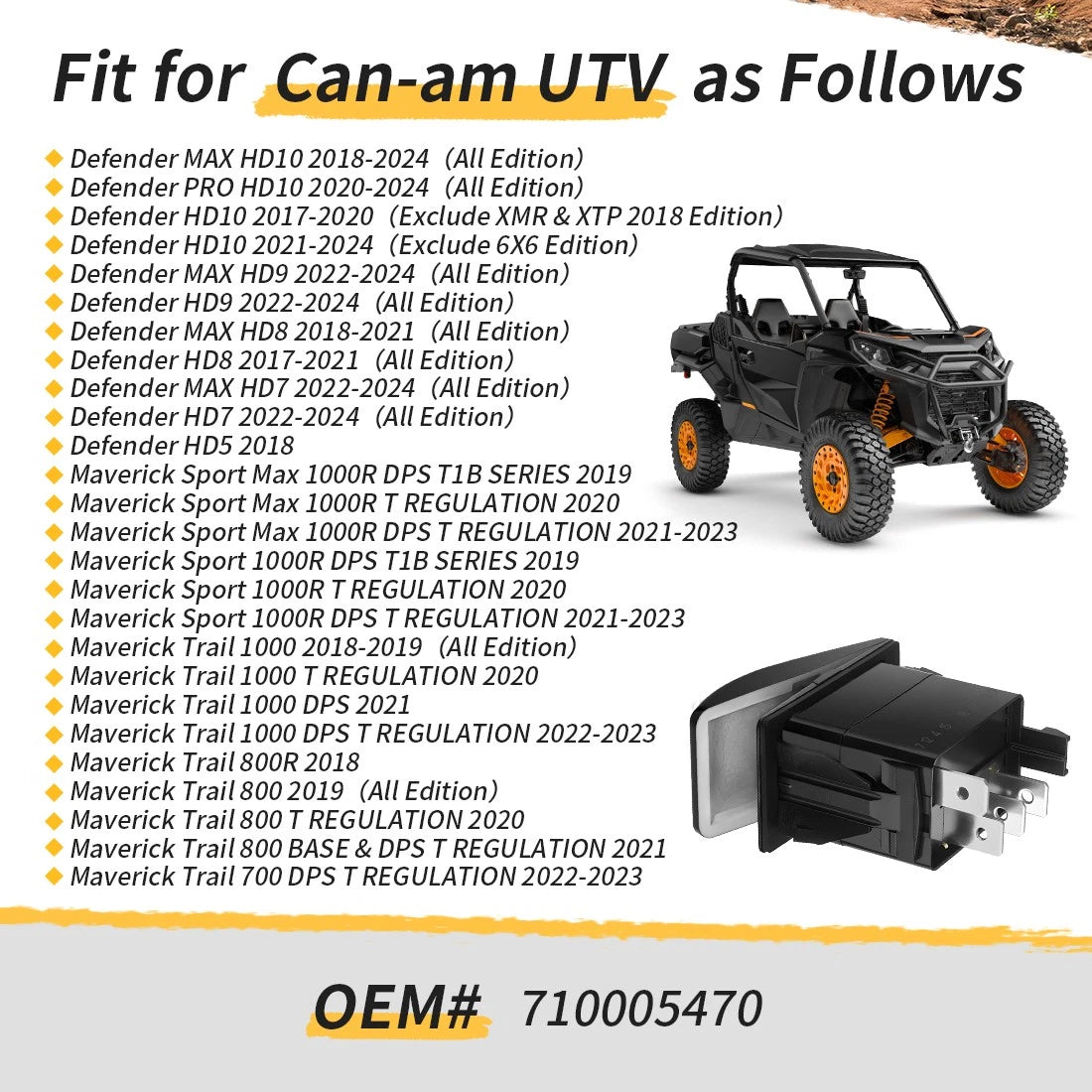 Rear Differential Lock Switch for Can Am Defender Maverick Commander (2016–2023)