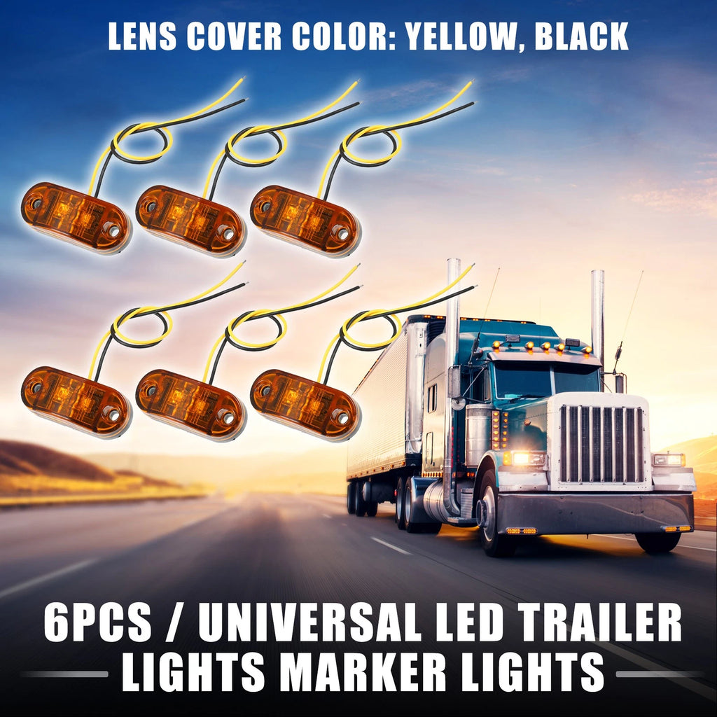 Trailer Marker Lights LED Waterproof Plastic Oval Yellow Set for Truck (6) (—)