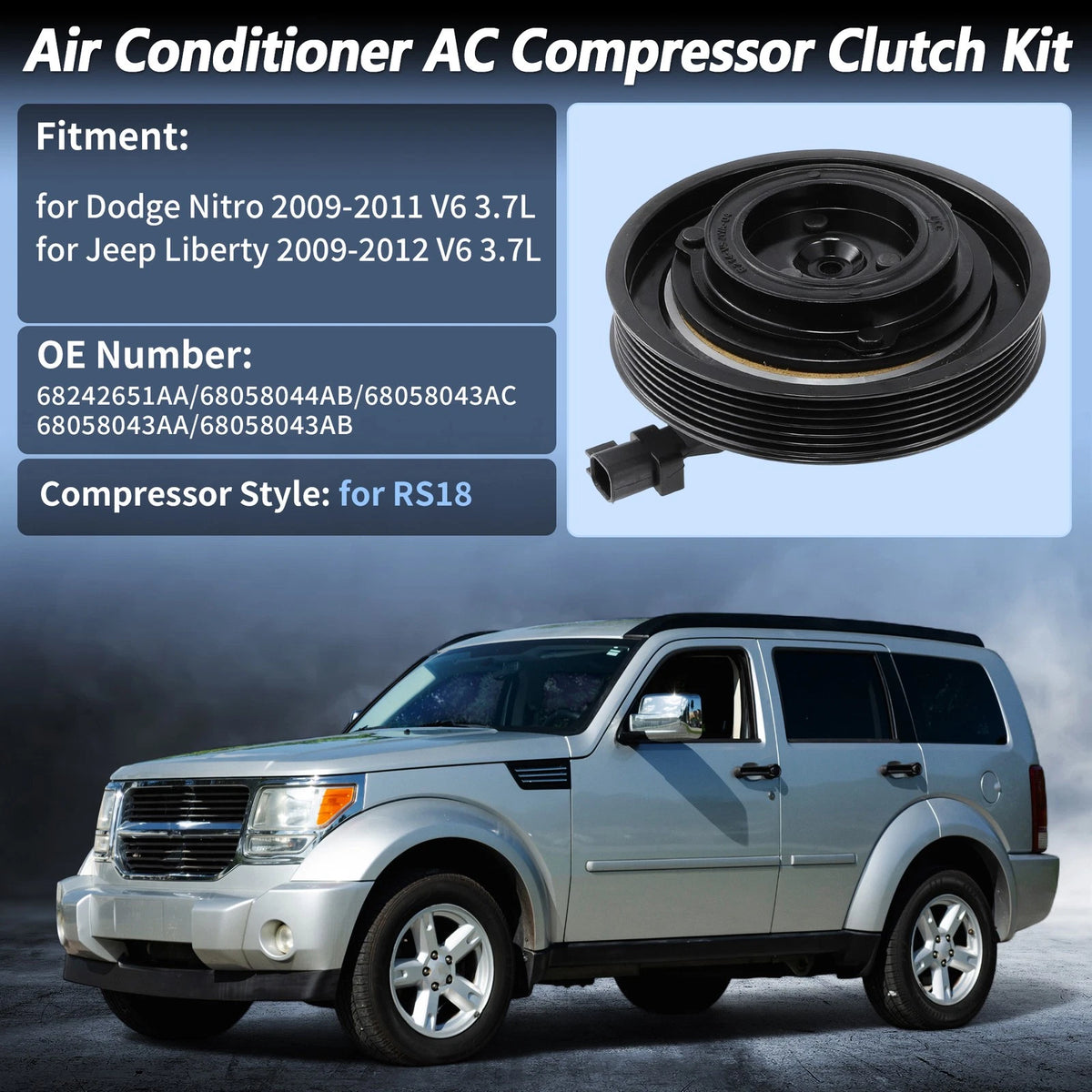 AC Compressor Clutch Kit for Dodge Nitro (2009–2011) & Jeep Liberty (2008–2012)