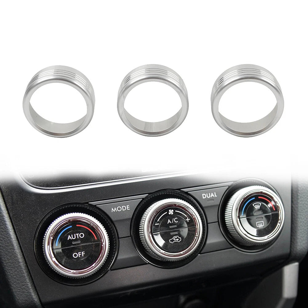 Silver AC Climate Control Knob Ring Covers For Subaru Forester XV Crosstrek WRX