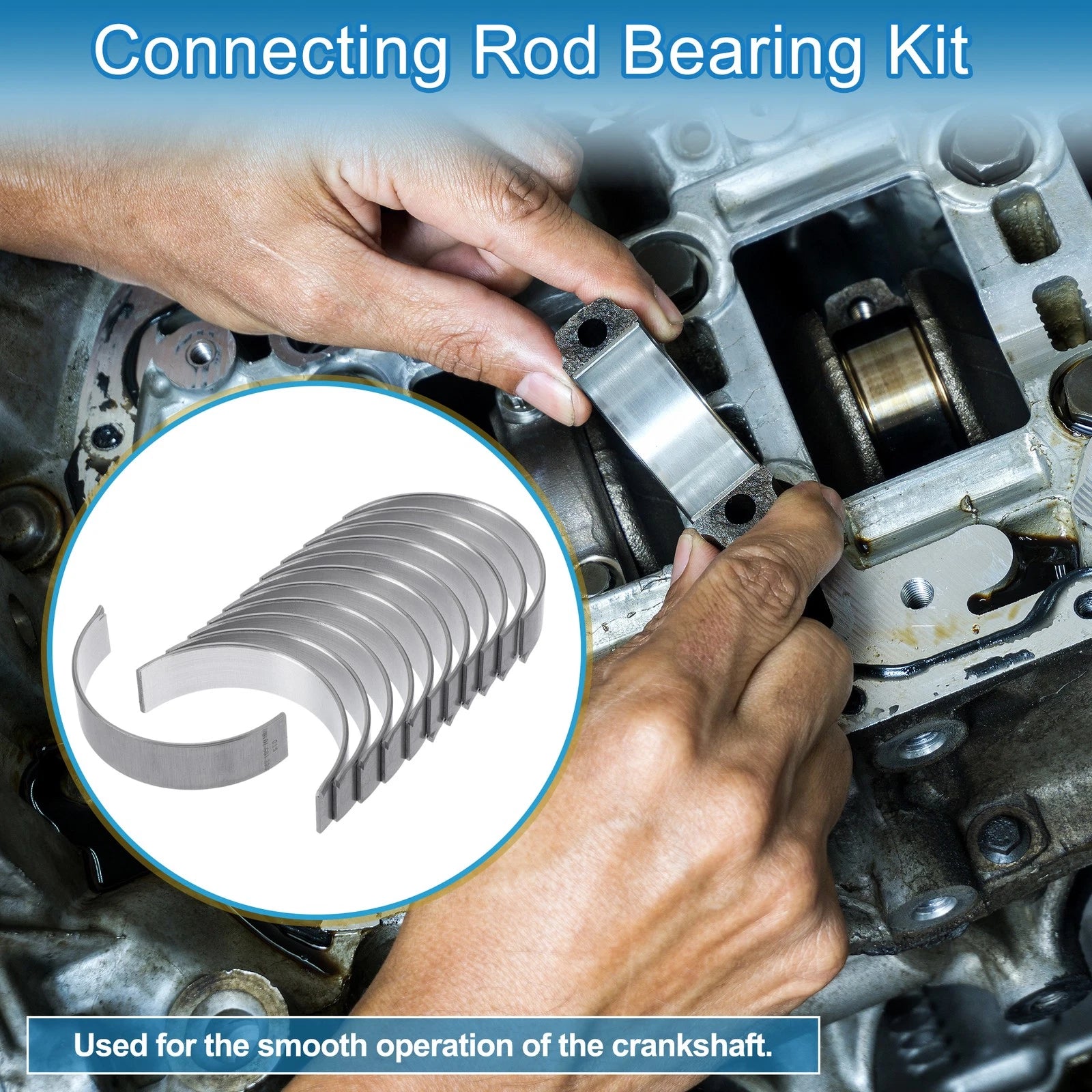 Connecting Rod Bearing Set Replacement for Audi A4 (2013–2015) Metal 12 Pc