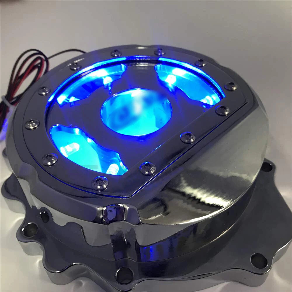 Chrome Left Engine Stator Cover with Blue LED for Honda CBR600RR (2003–2016)