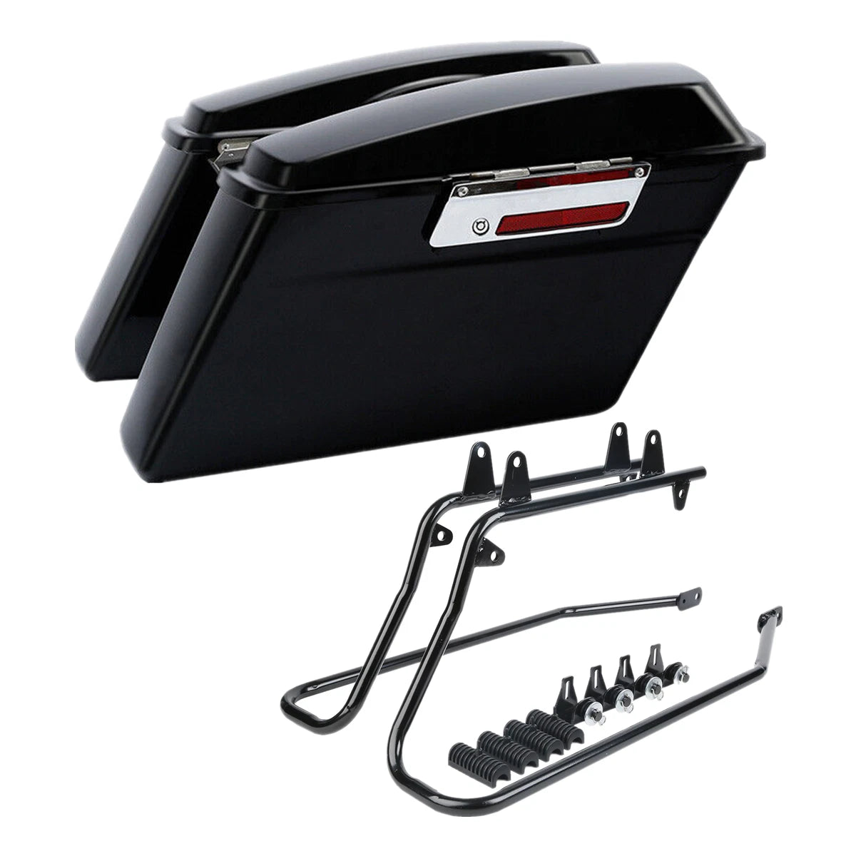 Matte Hard Saddlebags & Conversion Bracket for Harley Softail FLST (1984–2017)