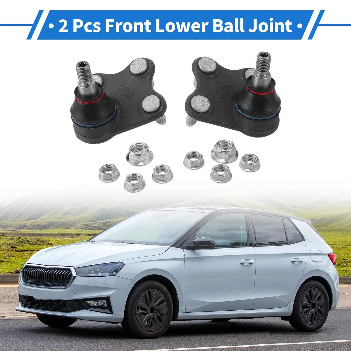 2X Front Lower Ball Joints for Skoda Fabia (2005–2014) No. 6R0407365A/6R0407366A
