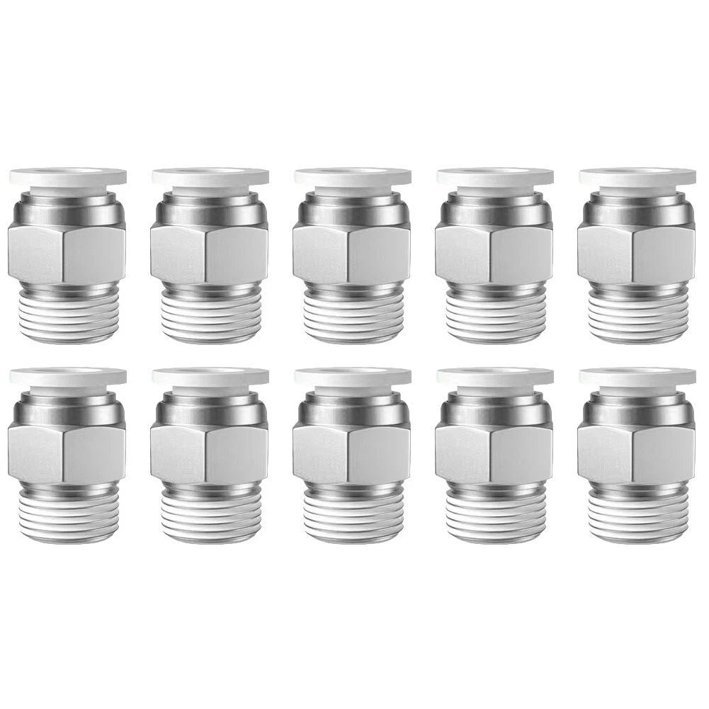 10 PC802 Threaded Connectors for PU Hose Connections