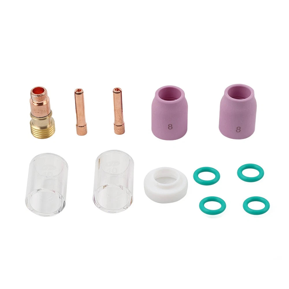 12Pcs TIG Welding Torch Stubby Gas Lens #10 Pyrex Glass Cup Kit for WP-17/18/26