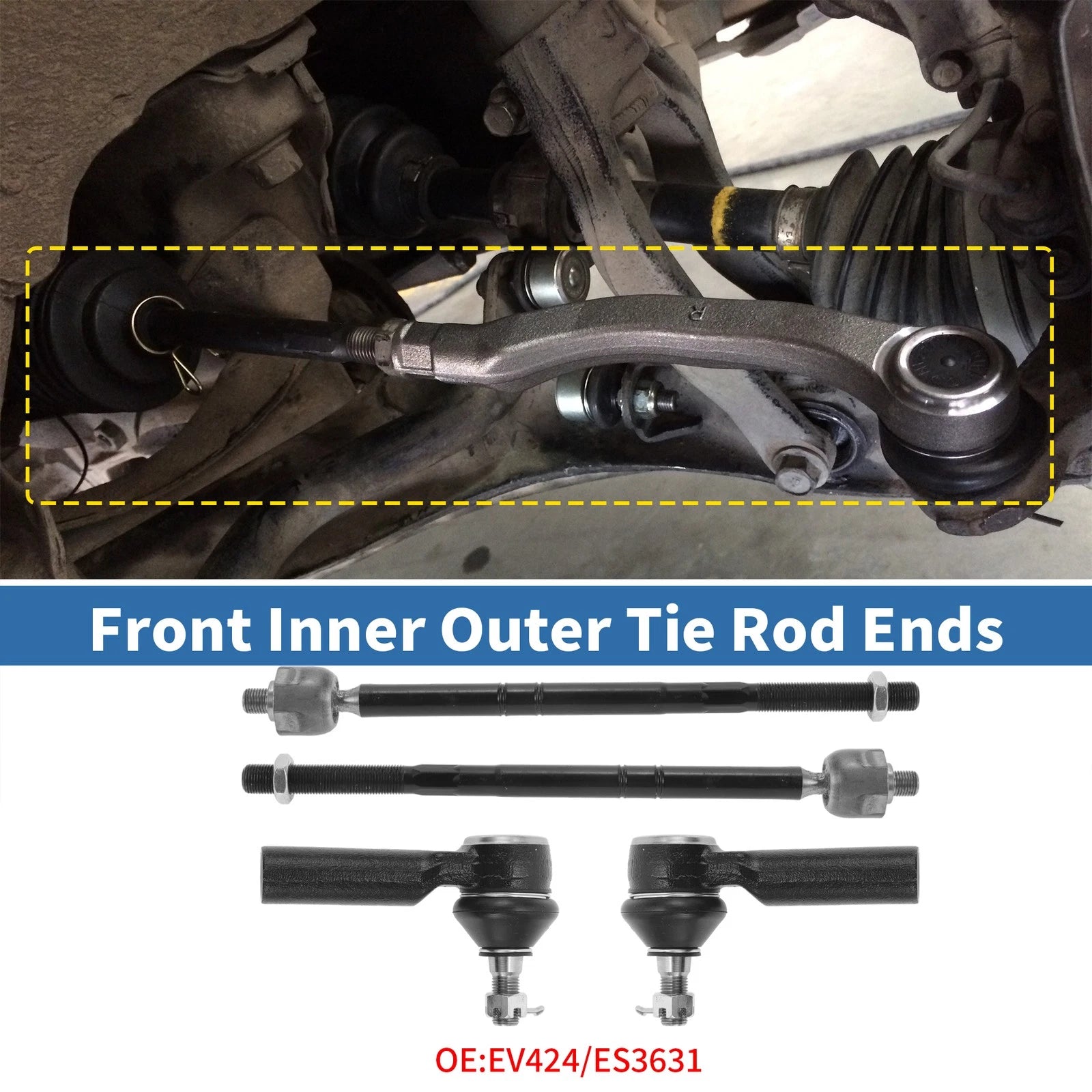 4pcs Front Inner Outer Tie Rod End Link for Ford Escape (2001–2009)