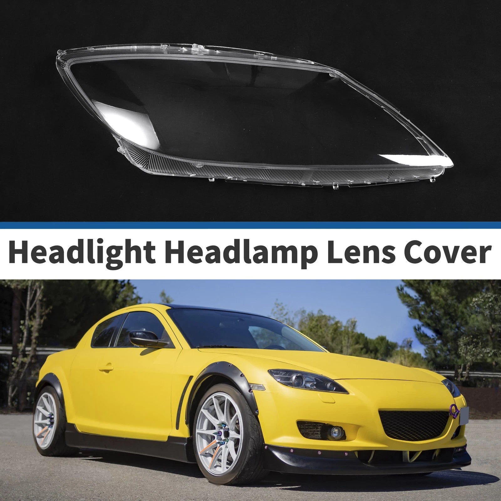 1 Pcs Headlight Lens Cover for Mazda RX-8 (2004–2011) PC Clear