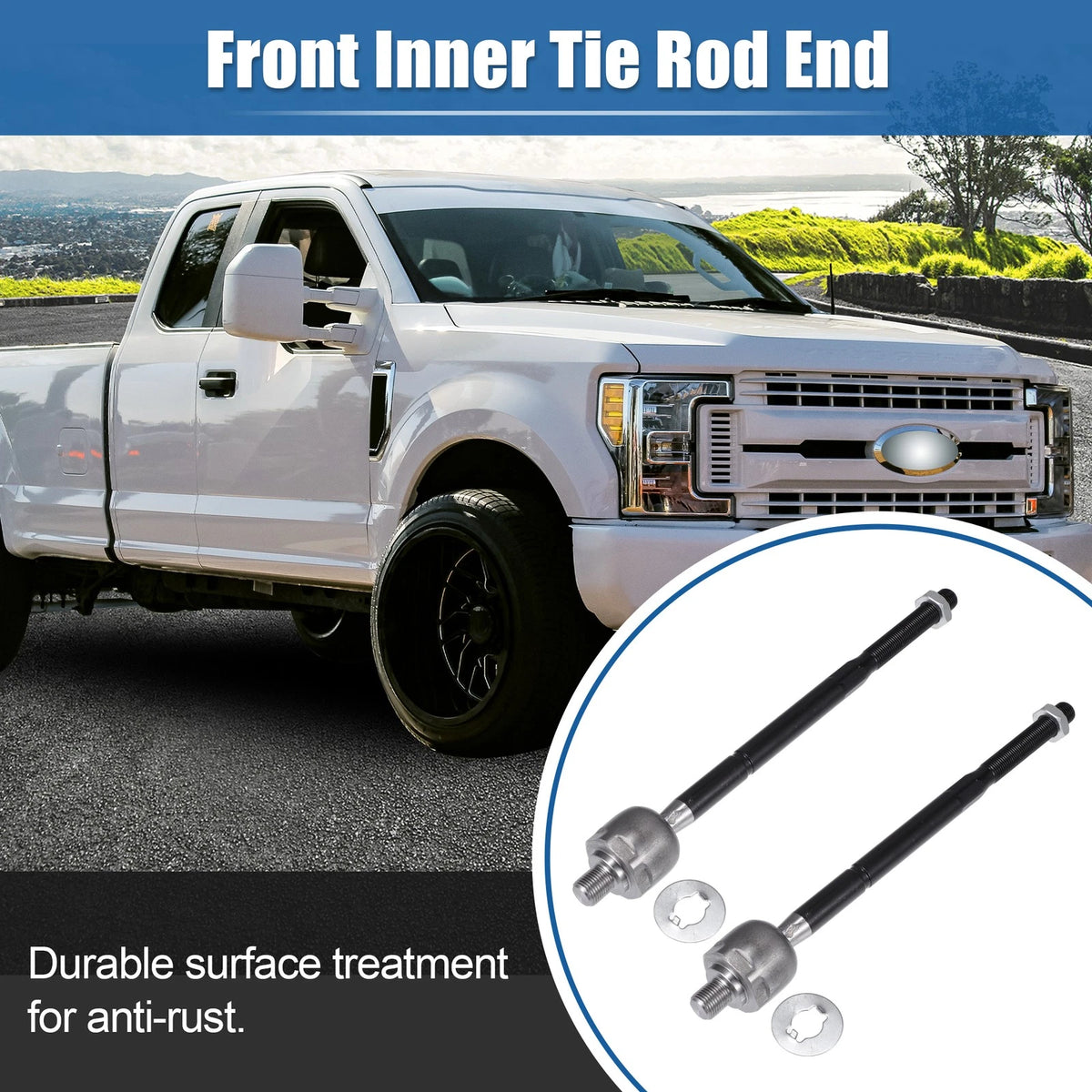 2pcs Front Inner Tie Rod End Link Replacement for Ford Explorer Lincoln MKT (2009–2019)