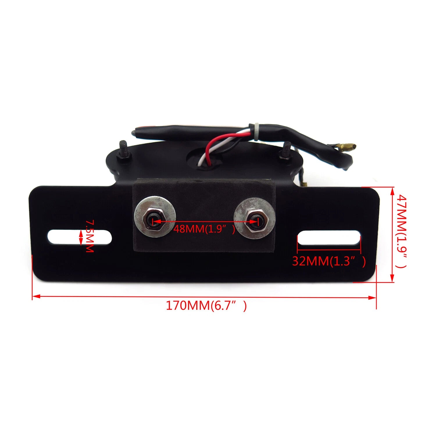Cat Eye Tail Light License Plate Bracket for Motorcycle (Smoke Clear, Red)