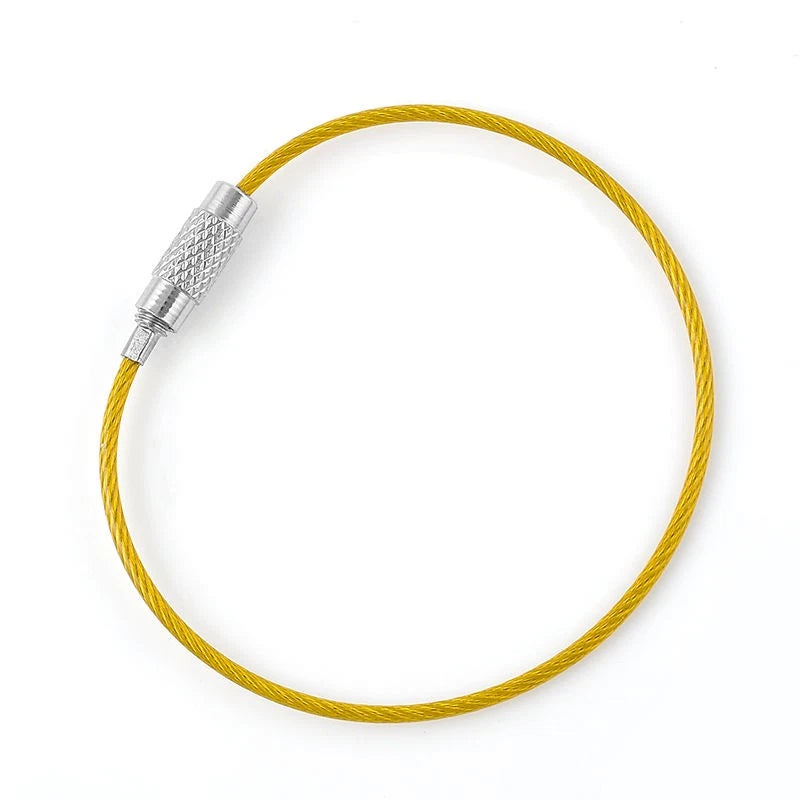 Screw Locking Stainless Wire Keychain Cable Rope Rings for Outdoor Use