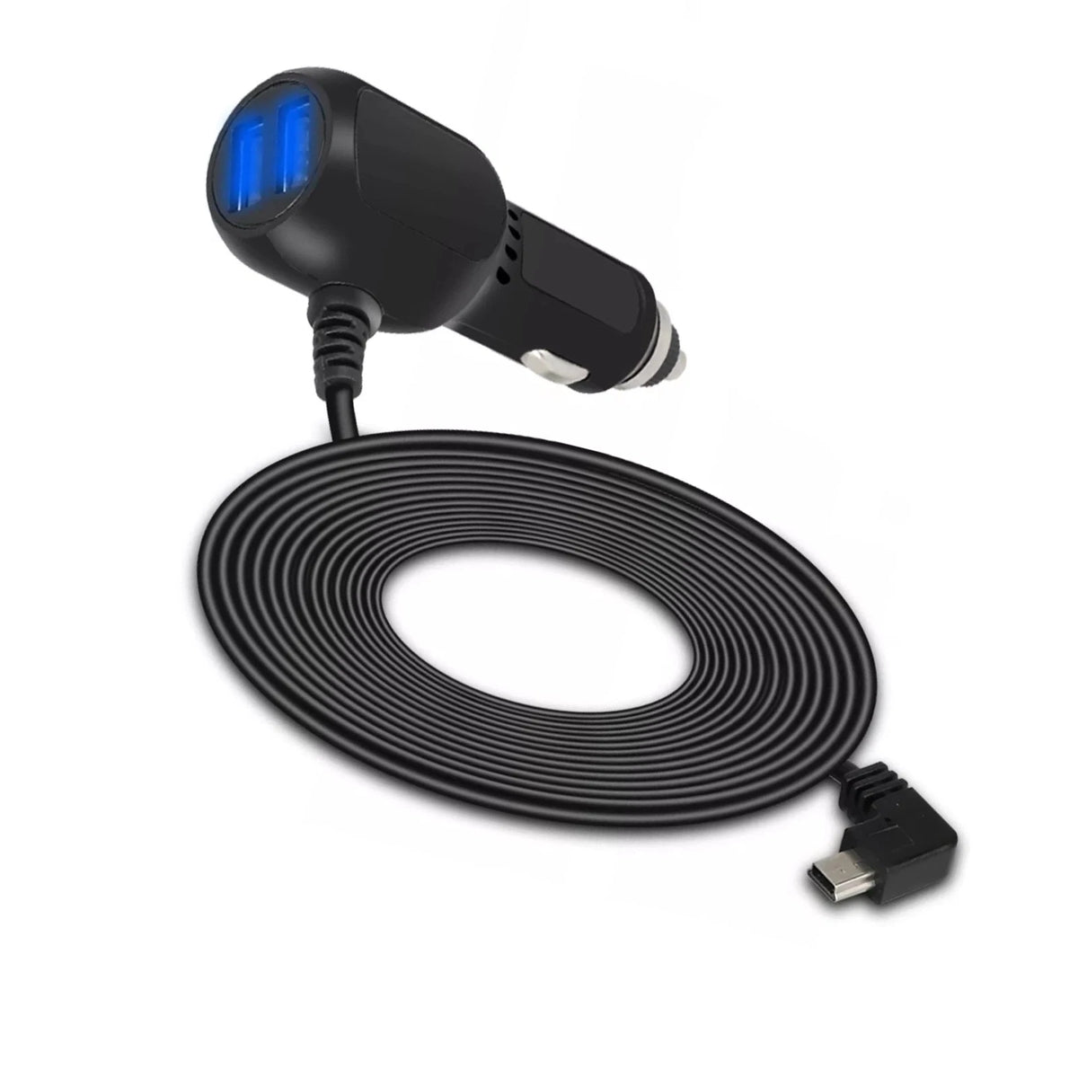 Blue LED Car Charger Cable for DVR Camera GPS (2010–2023)