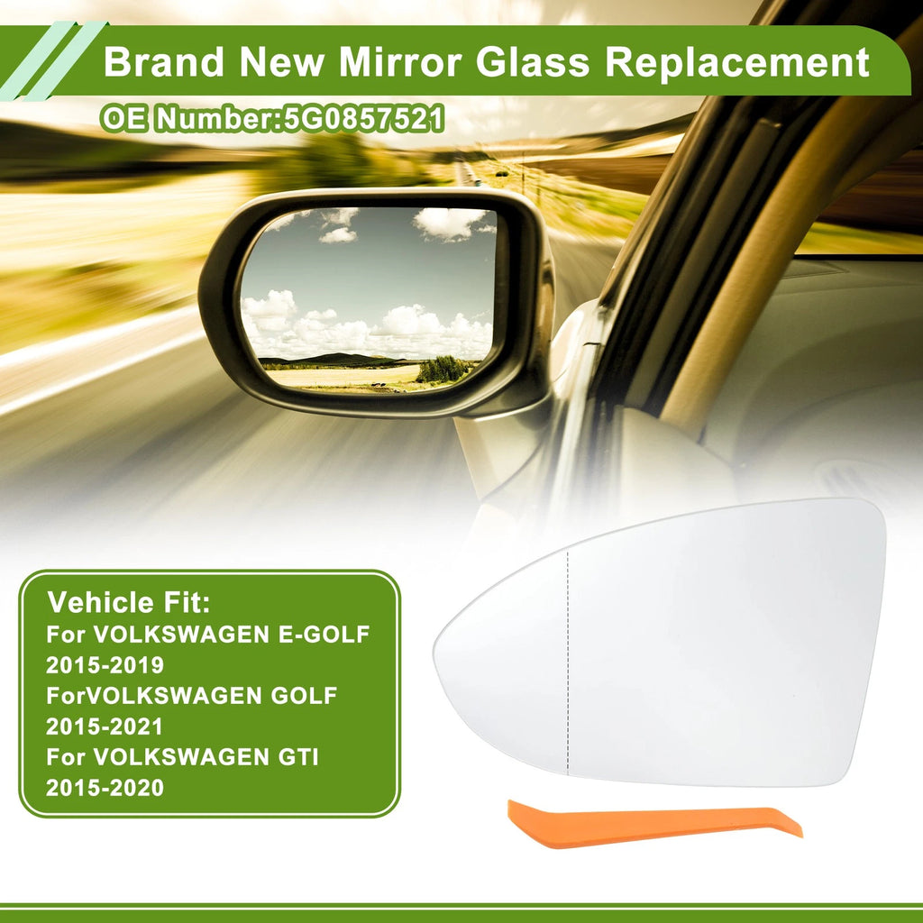 Mirror Glass Replacement for Volkswagen e-Golf Aspherical Left (2015–2019)
