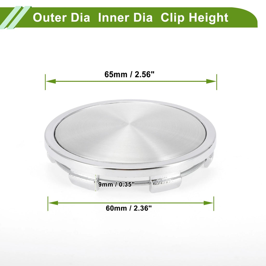 Wheel Center Caps for - 65mm Silver Tone