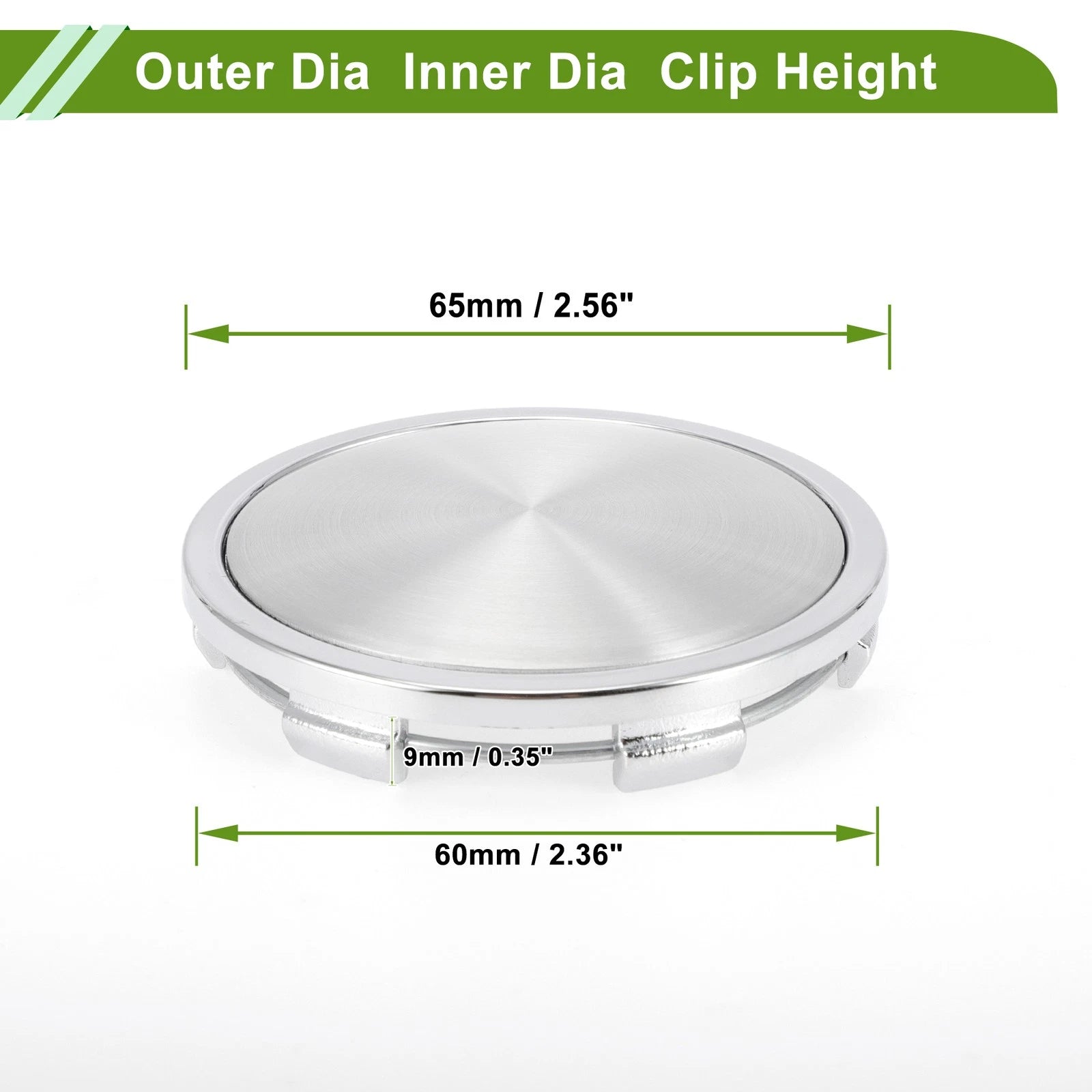 Wheel Center Caps for - 65mm Silver Tone