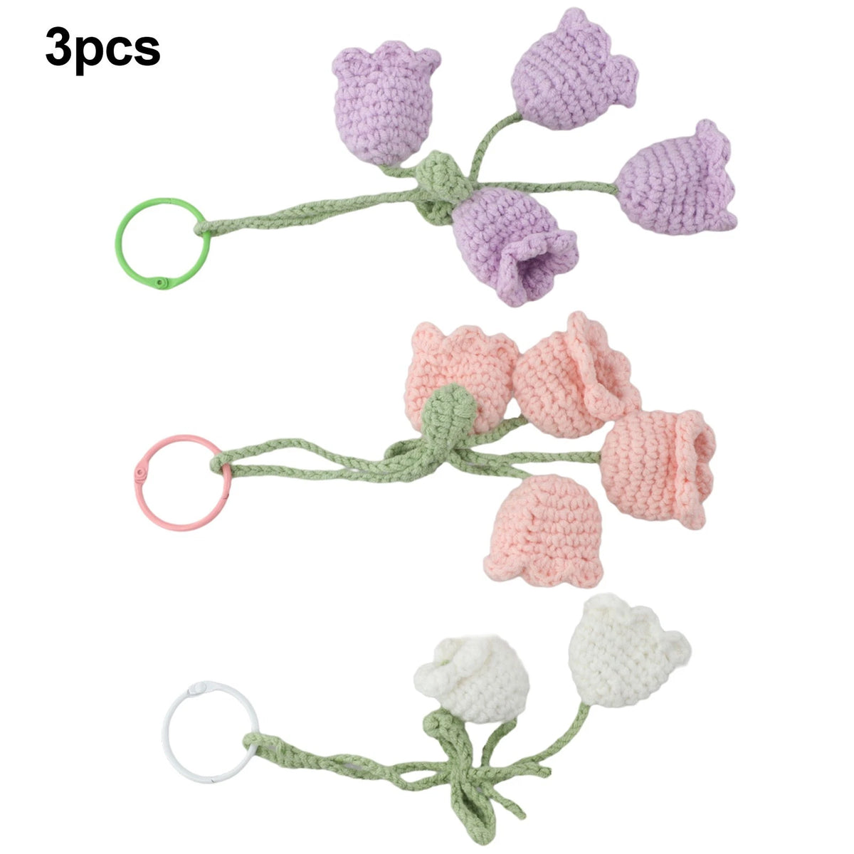 3PCS Unique for lily Of The Valley Rearview Mirror Pendant Handcrafted Car Decor