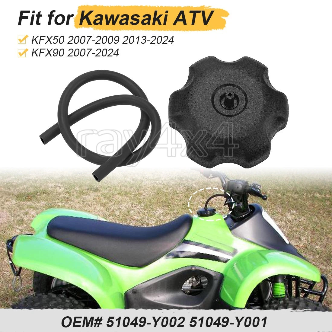Tank Cap 51049-Y001 for Kawasaki KFX50 KFX90 (2007–2024)