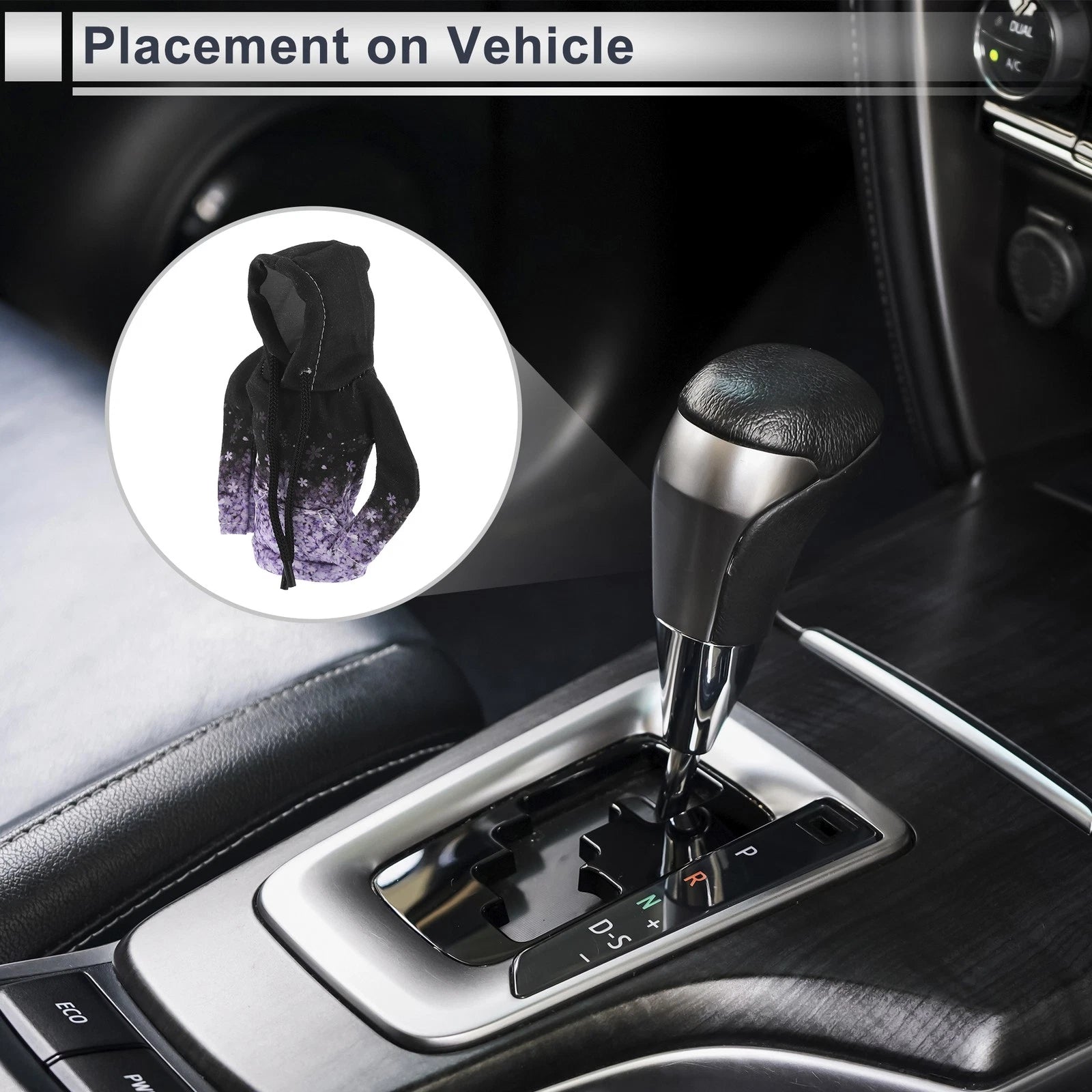 Gear Shift Knob Cover for Car (Black, Light Purple)