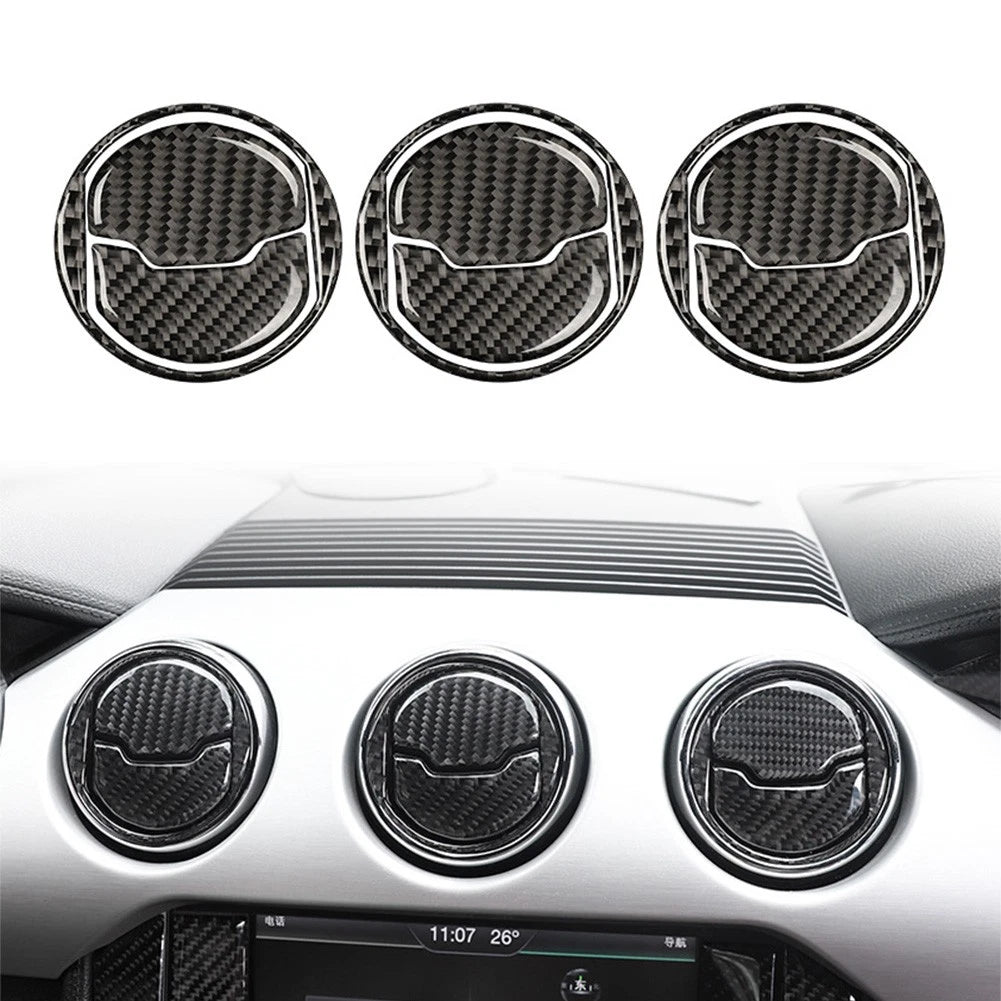 Carbon Fiber Interior Vent Spout Frame Trim for Ford Mustang (2015–2019)