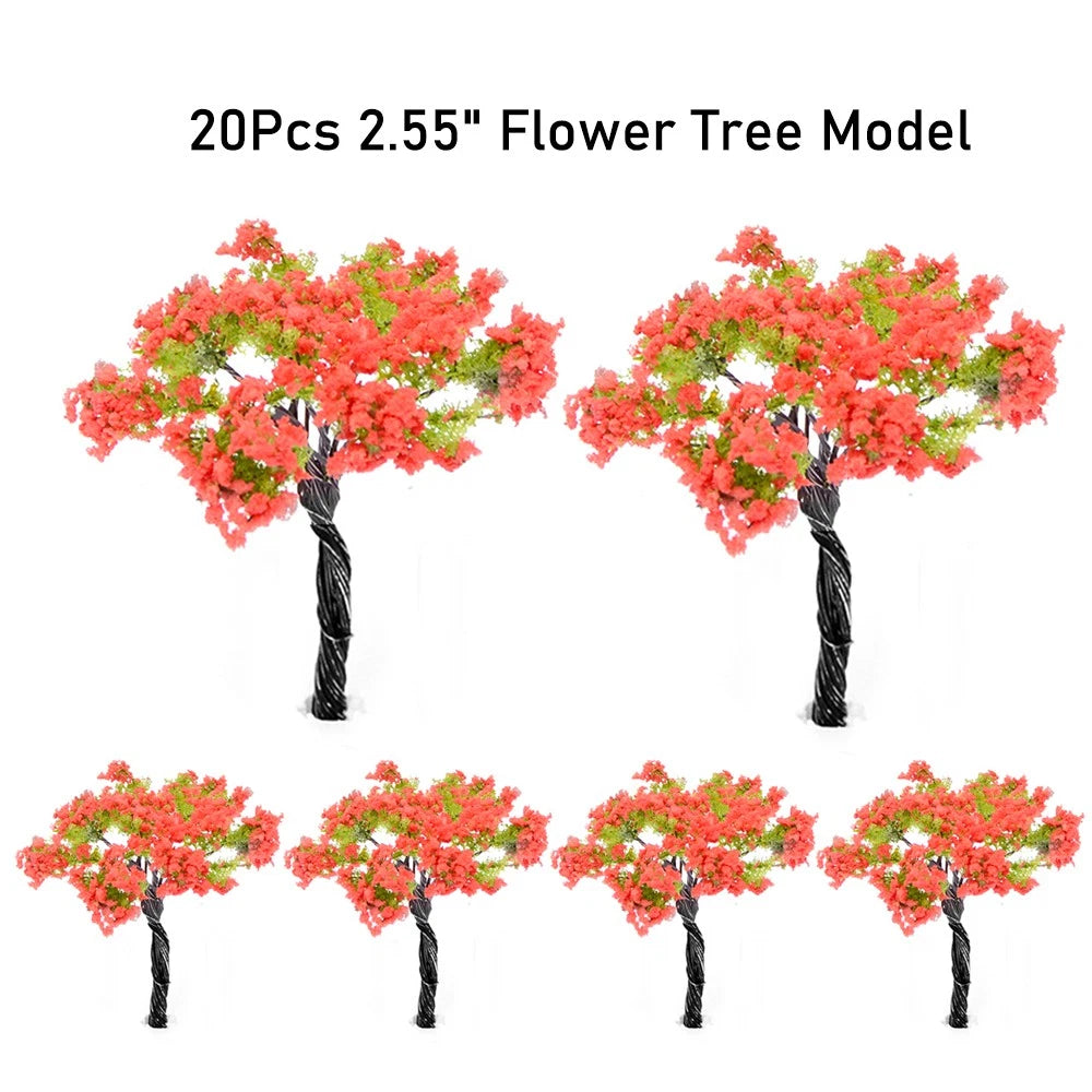 20Pcs 2.55" Flower Model Trees for Miniature Garden Diorama