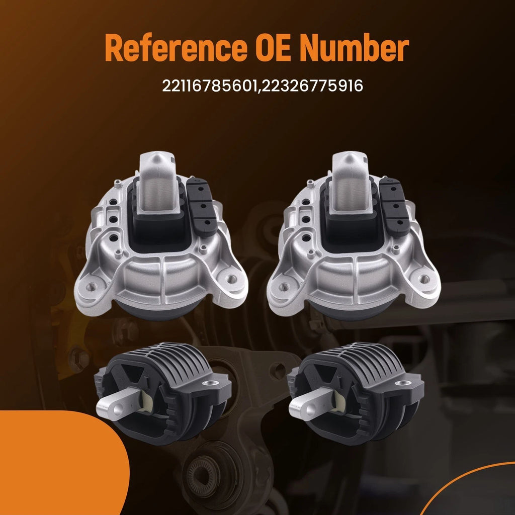 4PCS Engine Motor & Trans Mount Set for BMW F10 528i (2010–2016)