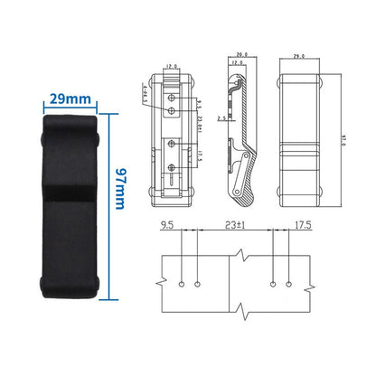 3.8" Flexible Rubber Draw Latch with Keeper for Boat Compartment (Black)