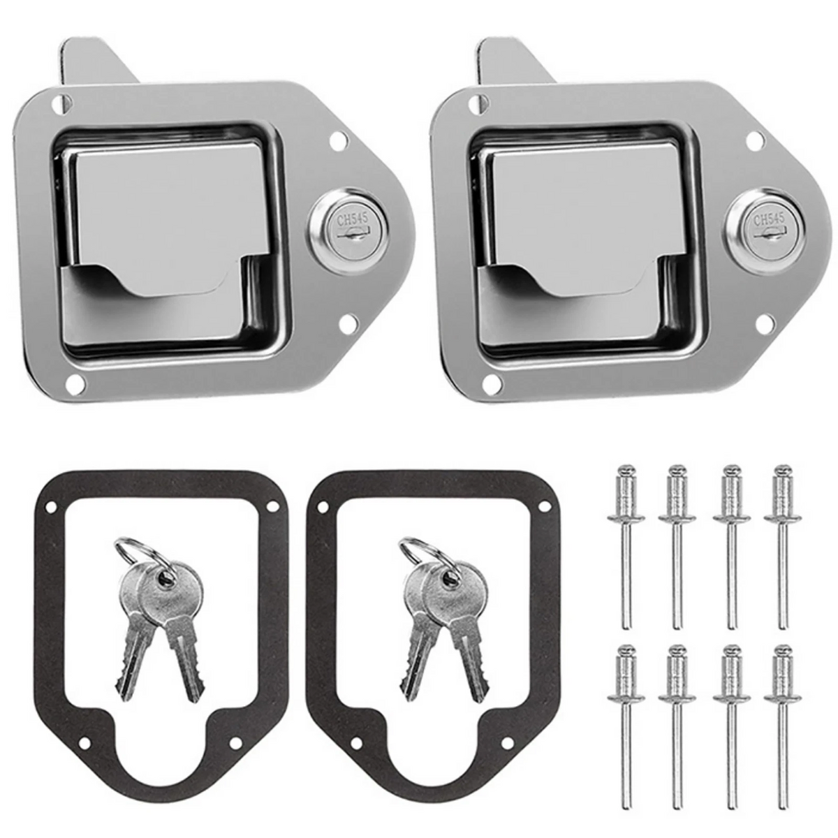 2Pcs Trailer Paddle Door Latch Lock + Key for RV Truck Tool Box
