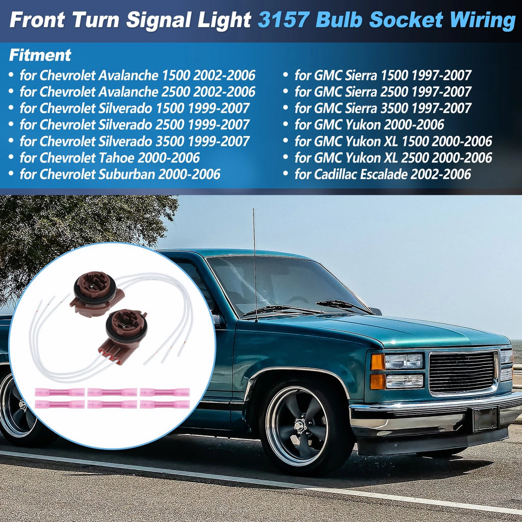 Front Turn Signal Light Bulb Socket Wiring for GMC Sierra 1500 2500 3500